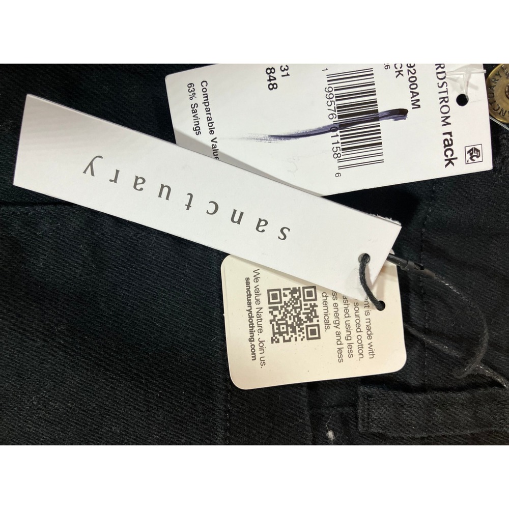Sanctuary Black Denim Jeans Womens Size 31 Wide Leg Cropped Pants Solid Black - Picture 7 of 9